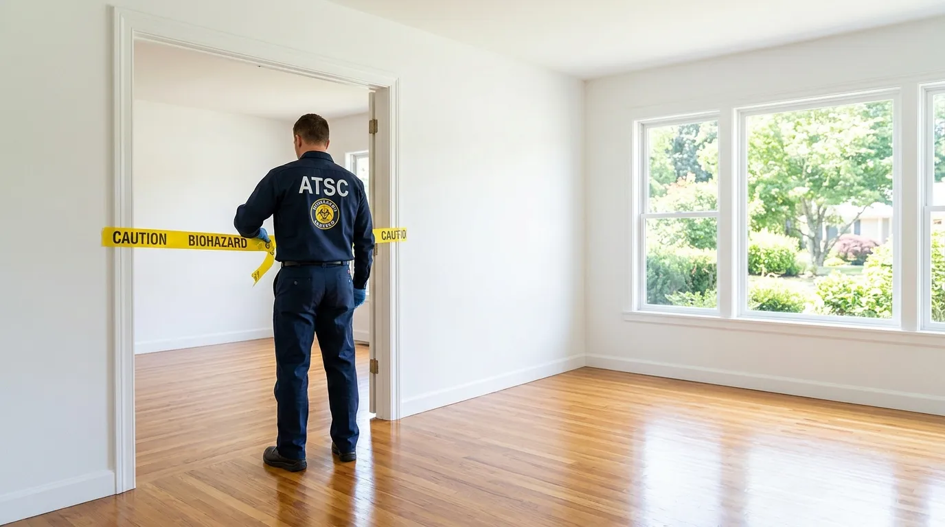 Certified biohazard cleanup crew performing Decomposition Cleanup in Floris